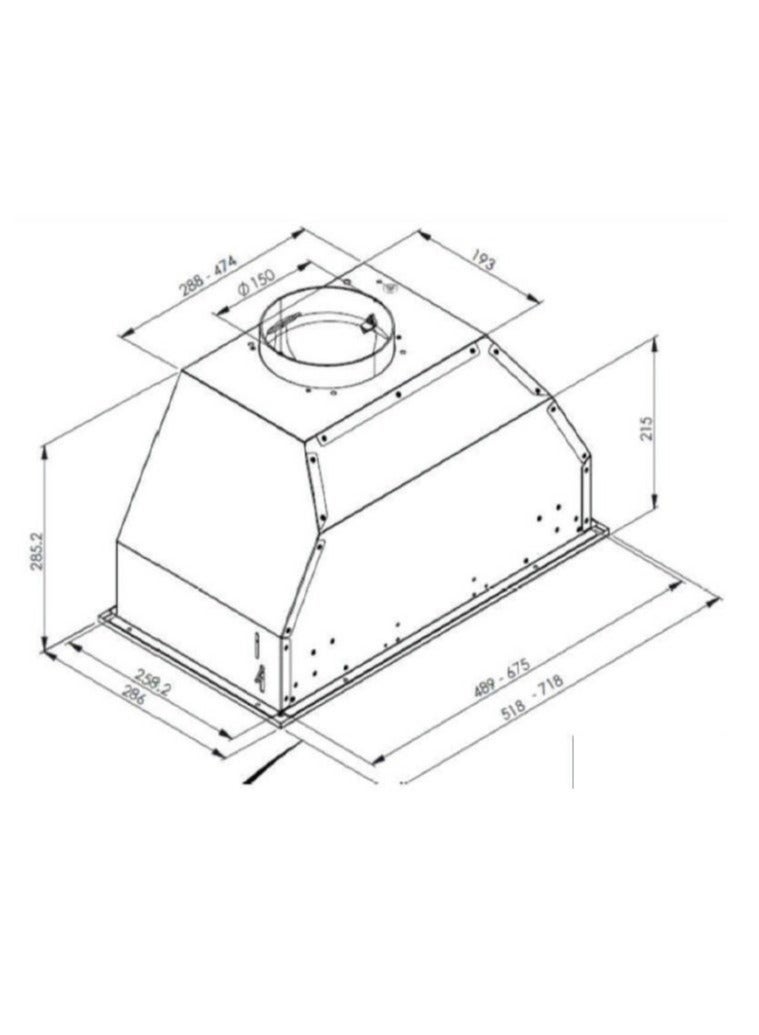 CM BELLA Built-In Hood – 52cm Kitchen Hood with Aluminum Grease Filter & 800 m³/h Suction Power - Image 3