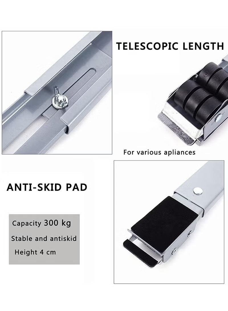 ELTRAZONE Heavy Duty Adjustable Appliance Base with Moving Rollers for Washing Machines, Refrigerators, Dryers, Dishwashers & Equipment – 300kg Load Capacity, Anti-Skid Pads, Locking Brakes, Easy Height & Width Adjustment - Image 4