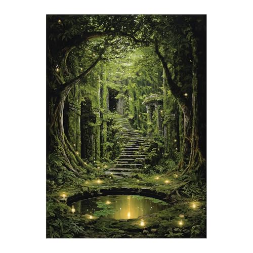 Katomula 100 Card Sleeves for MTG with 100 Inner Sleeve Textured Back Art Sleeves Fit Standard Size Cards Forest - Image 1