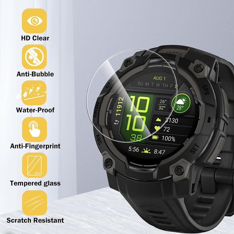 Simpeak 3Pack Screen Protector Compatible with Garmin Instinct 3 45mm AMOLEDSolar Smartwatch 9H Hardness Tempered Glass Protective Film AntiScratch Sensitive Touch - Image 4