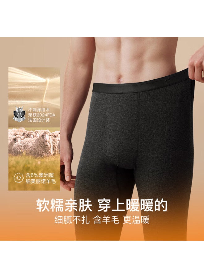 Ubras Down Feather Skin-friendly Wool-blend Thickened Thermal Base Warm Pants For Men Temperature-locking Autumn Trousers Extra Warm Deep Sea Blue 3XL