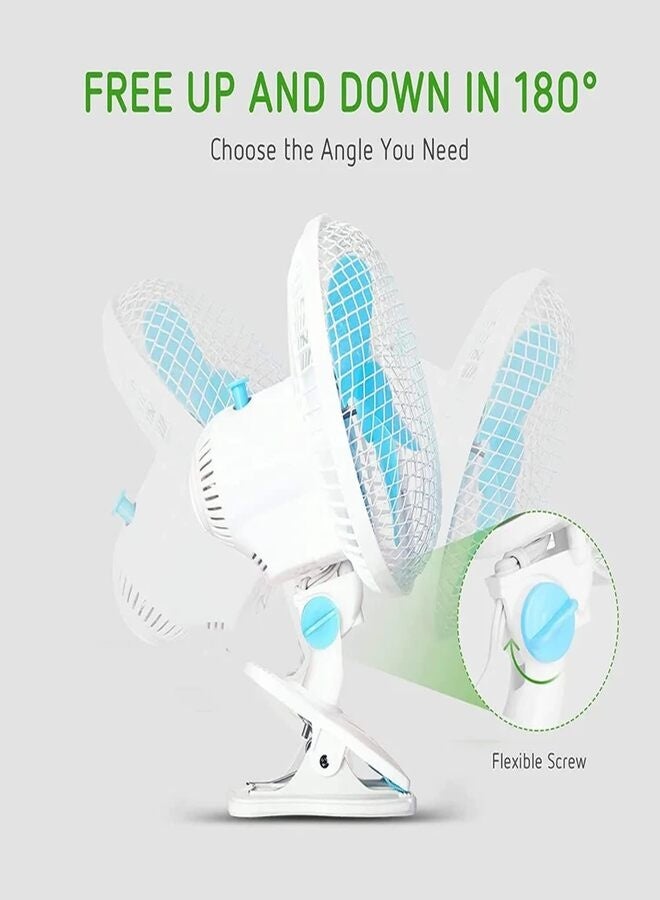 مروحة مكتب صغيرة مع مشبك، شفرات بلاستيكية، هادئة، قابلة للتثبيت، مروحة شخصية محمولة للمكتب أو المنزل - 18 سم - Image 4