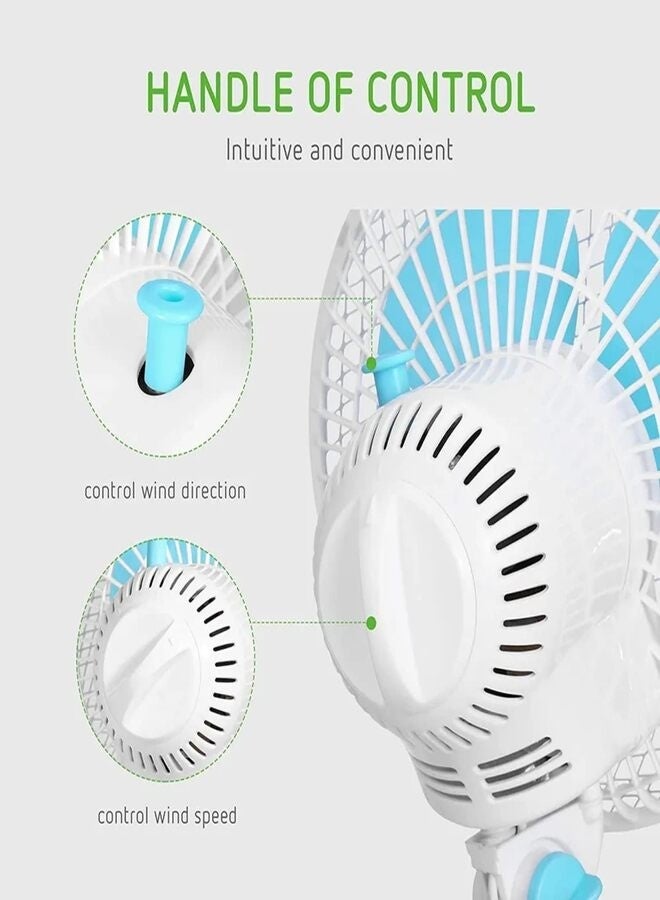 Mini Desk Fan with Clip, Plastic Blades, Quiet, Attachable, Portable Personal Fan for Office or Home - 18cm - Image 5