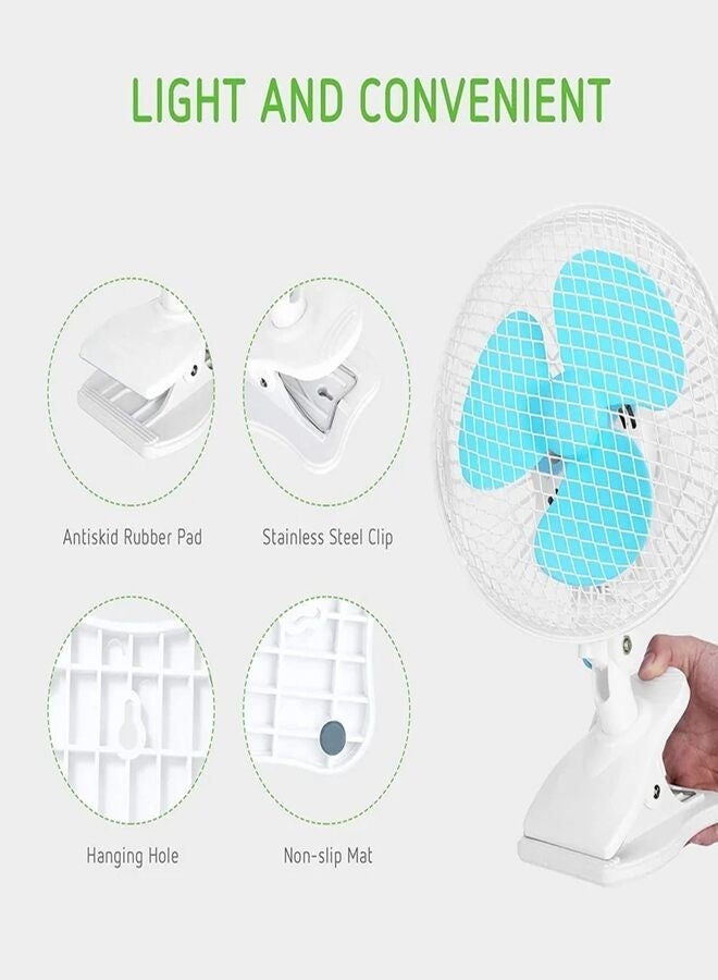 Mini Desk Fan with Clip, Plastic Blades, Quiet, Attachable, Portable Personal Fan for Office or Home - 18cm - Image 2