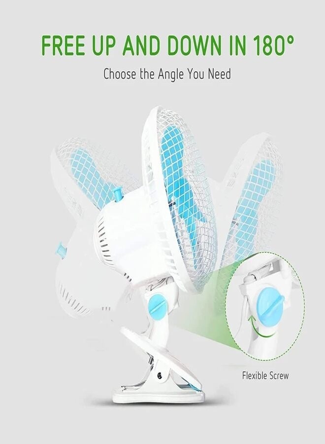 Mini Desk Fan with Clip, Plastic Blades, Quiet, Attachable, Portable Personal Fan for Office or Home - 18cm - Image 3