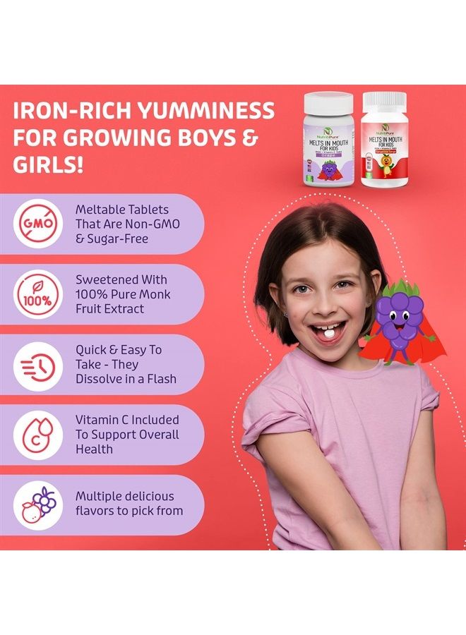 NutritiPure Kids Chewable Iron Supplement (Ferronyl®/Carbonyl Iron 9 mg with Vitamin C 30 mg) Tablet in Tangerine Tango Orange Flavor 90 Count (2 Bottles) - Image 4