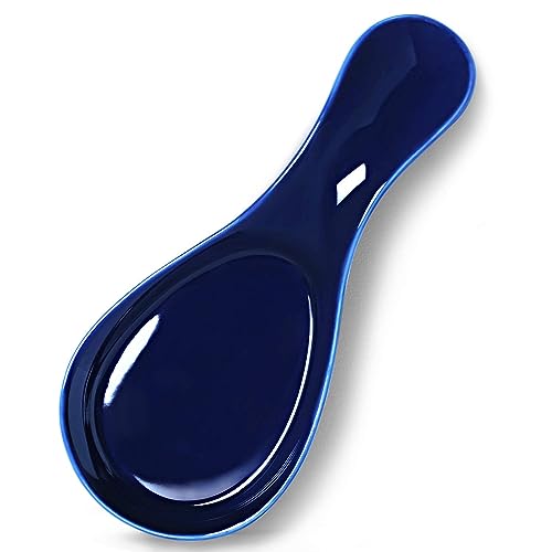 GDCZ Porcelain Spoon Rest - Large Spoon Holder Utensil Rest for Kitchen Counter Stove Top, Navy - Image 1
