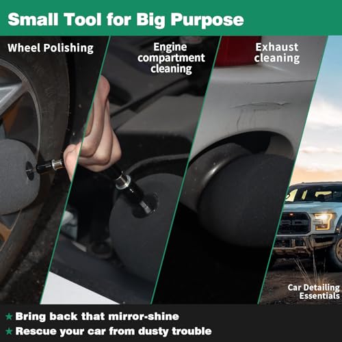 Prozwee Wheel Polisher with Drill Bit Extension,1/4"Hex Shank for Standard Household Drill/Impact Driver,Gourd Head Design is Suitable for Cleaning All Kinds of Wheels, Exhaust Tips, Grilles & etc. - Image 5
