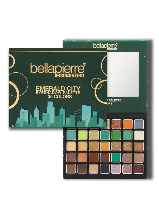 BellaPierre Emerald City Eyeshadow Makeup Palette | 35 Color Shades in a Range of Matte, Satin, Shimmer, and Foil Finishes | Non-Toxic and Paraben Free | Vegan and Cruelty Free  - Image 1