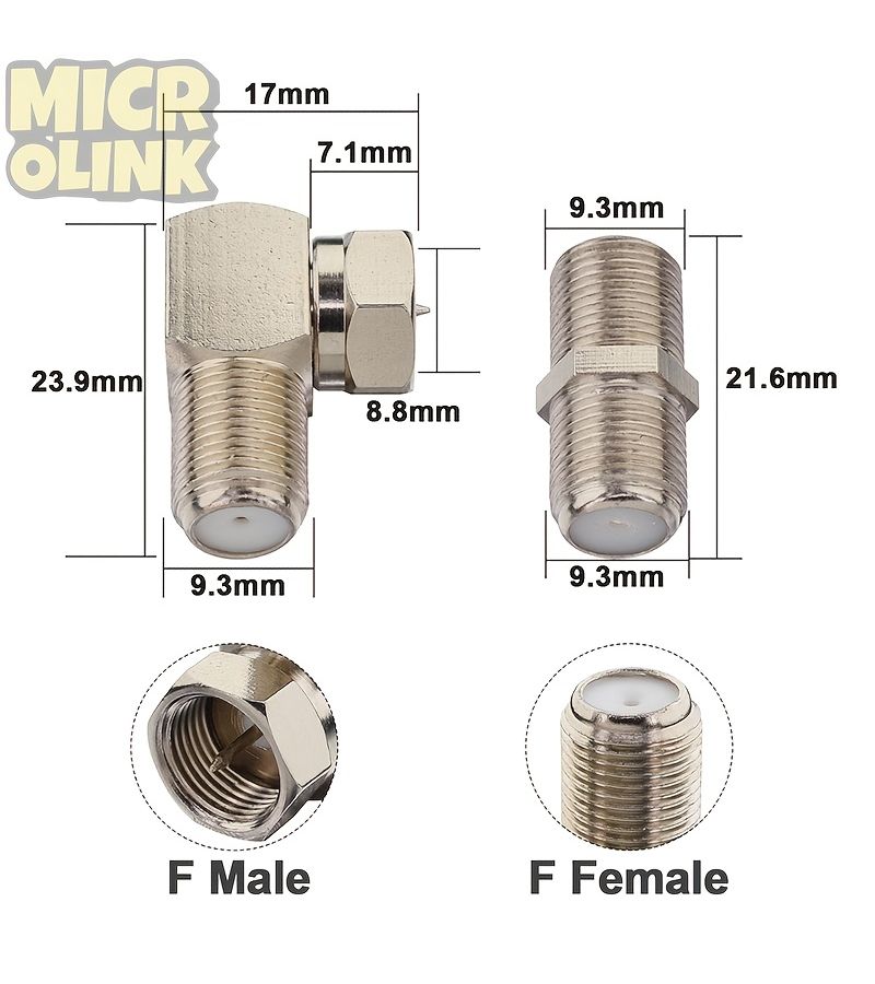 MicroLink RG6 Coaxial Cable Extender Connector 4Pcs F Type Male to Female Right Angle - Image 5