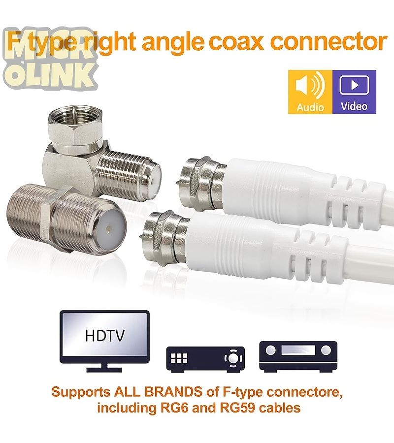 MicroLink RG6 Coaxial Cable Extender Connector 4Pcs F Type Male to Female Right Angle - Image 4