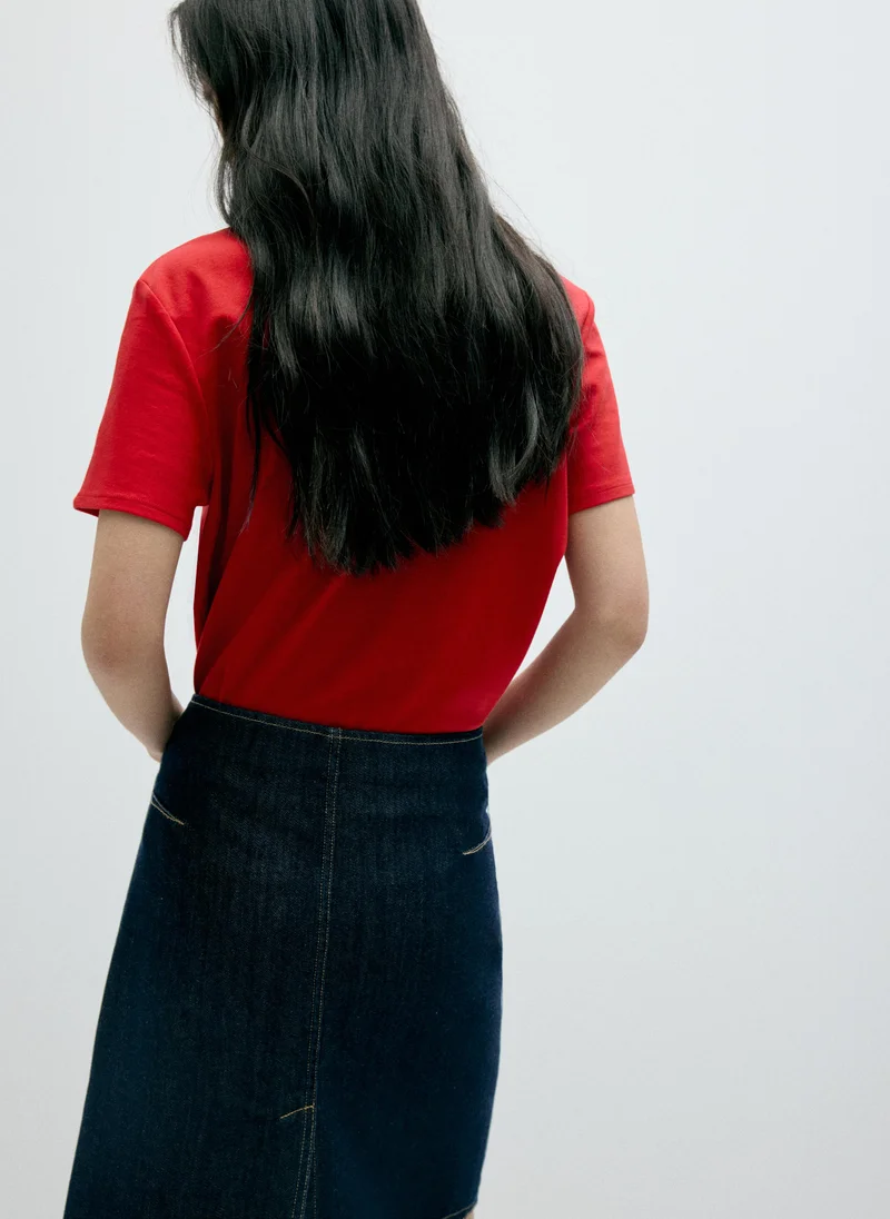 Mango 100% Cotton Round Neck T-Shirt