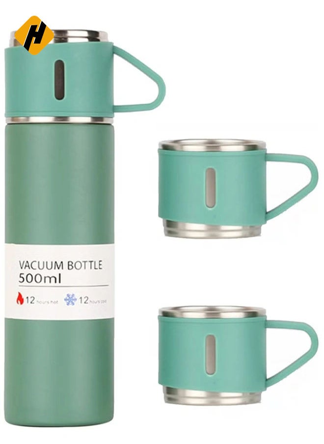 HuHa stainless steel thermos flask set gift box commercial gift vacuum insulated bottle hot drink water bottle cold drink water bottle.（green）  - Image 1