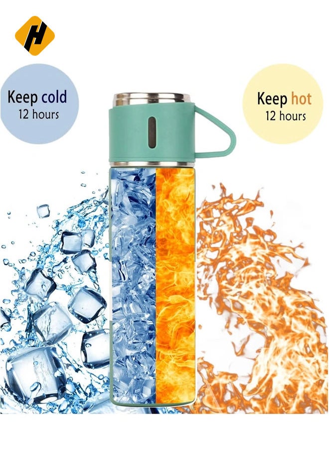 HuHa stainless steel thermos flask set gift box commercial gift vacuum insulated bottle hot drink water bottle cold drink water bottle.（green）  - Image 2