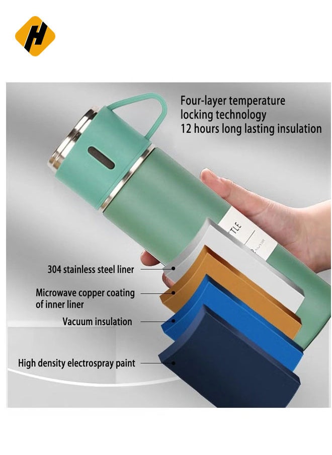 HuHa stainless steel thermos flask set gift box commercial gift vacuum insulated bottle hot drink water bottle cold drink water bottle.（green）  - Image 3