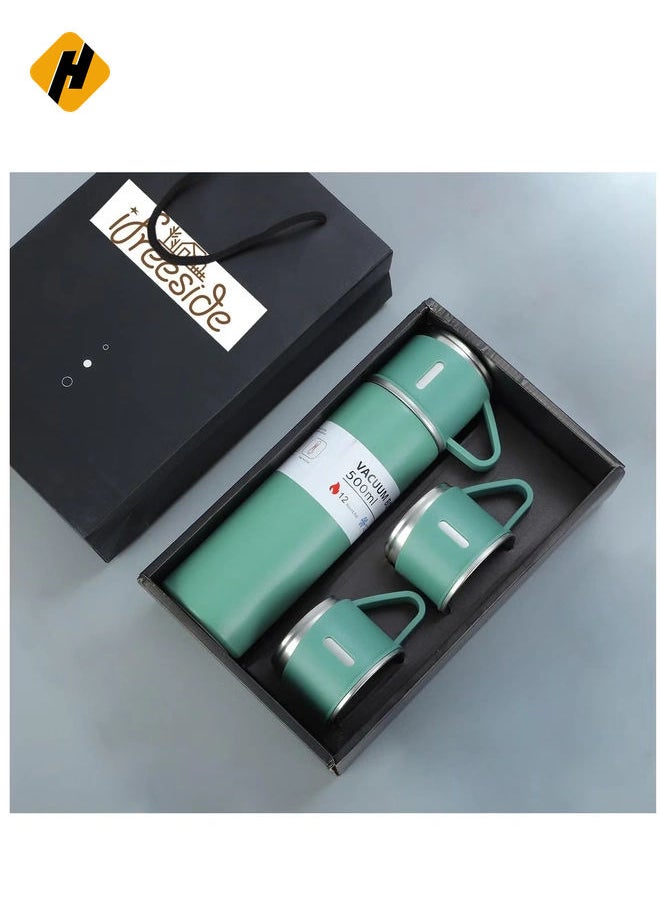 HuHa stainless steel thermos flask set gift box commercial gift vacuum insulated bottle hot drink water bottle cold drink water bottle.（green）  - Image 5