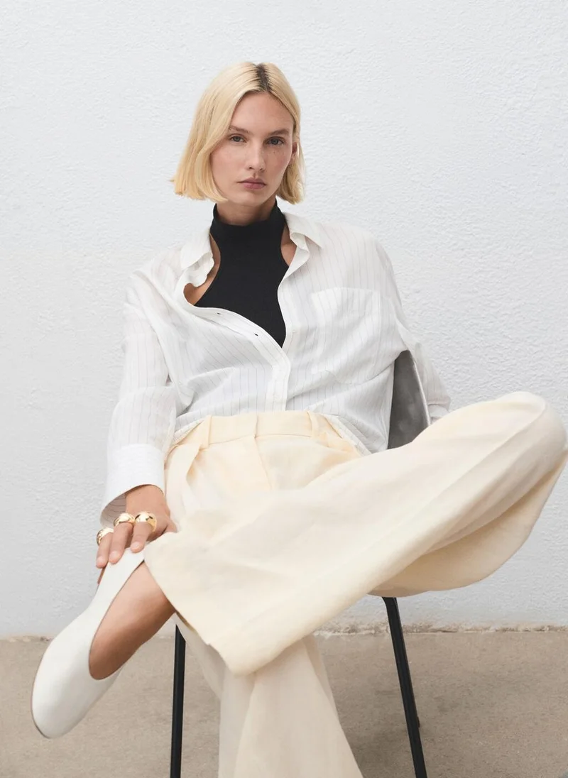 MANGO Leather ballet flats