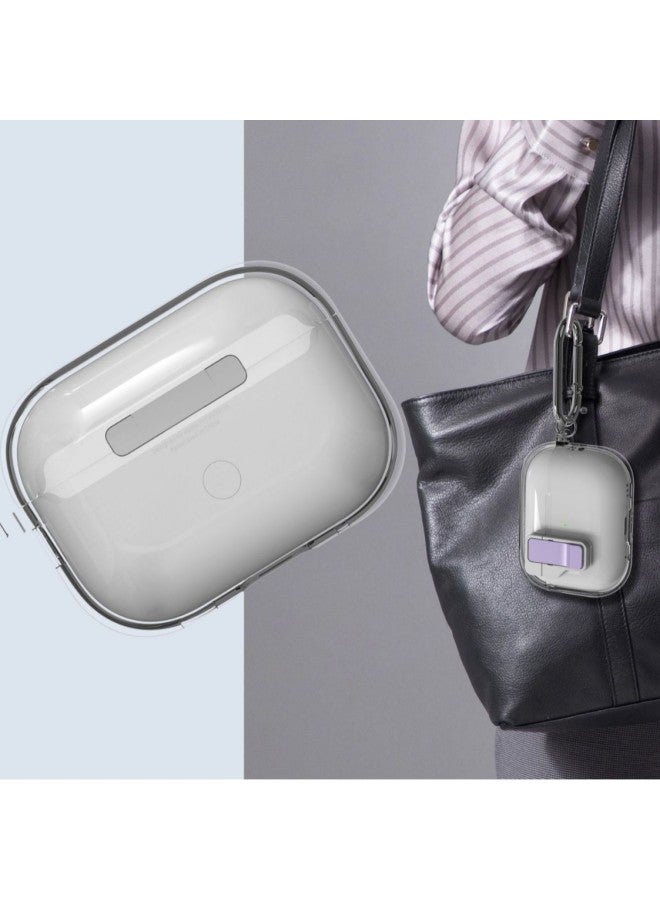 Suitable For Apple Airpods4 Wireless Bluetooth Headphone Case Elastic Cover Lock Buckle Full Transparent Soft Rubber Anti-drop Case Pro2-Color:Transparent Powder-Applicable Models:Airpods Pro2  - Image 5