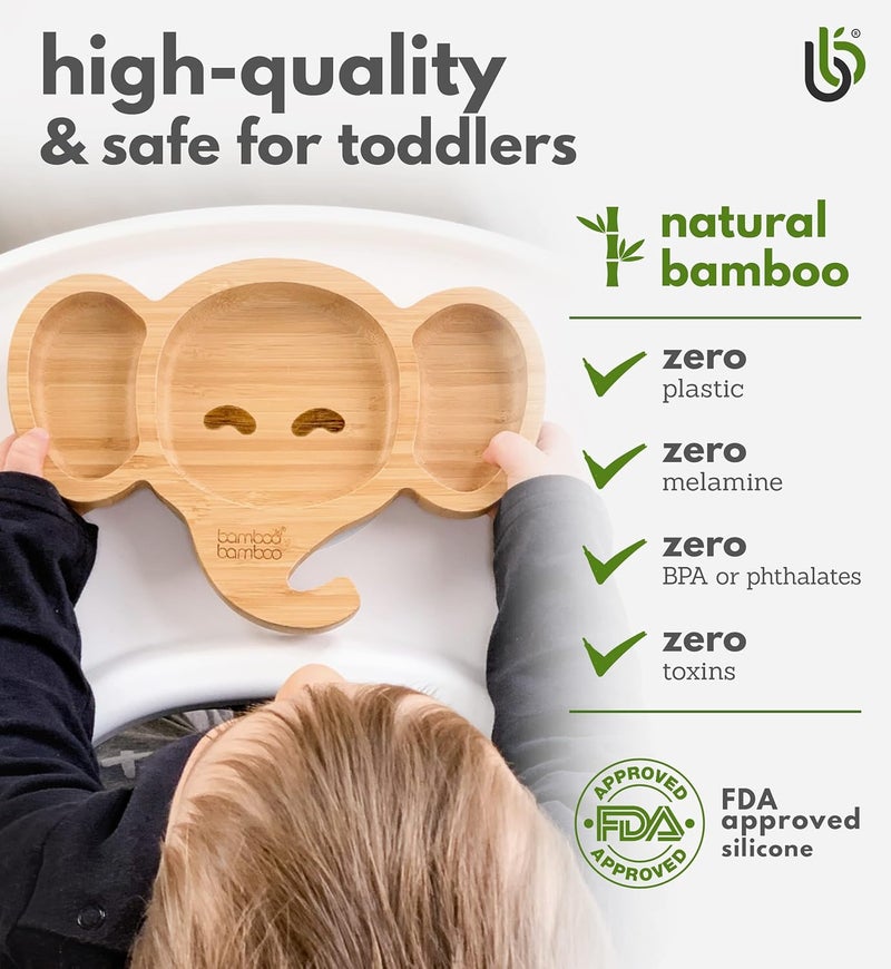 bamboo bamboo Bamboo Elephant Suction Plate for Babies - Image 4