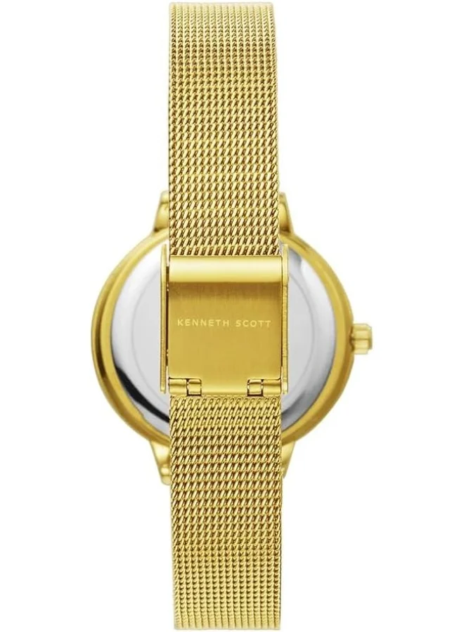 KENNETH SCOTT Kenneth Scott Women's Quartz Movement Watch, Analog Display and Stainless Steel Strap - K22523-GMGW, Gold