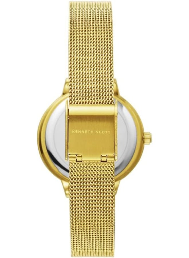 كينيث سكوت ساعة كينيث سكوت نسائية بحركة كوارتز وشاشة بعقارب وسوار من الستانلس ستيل - ذهبي - Image 3