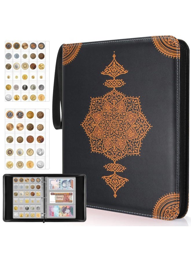 JoyHood Coin Collection Book Holder - 400 Coins Pockets+15 Bills Pockets, Coin Display Organizer Storage Album for 20/25/ 27/30/38mm Coin - Image 1