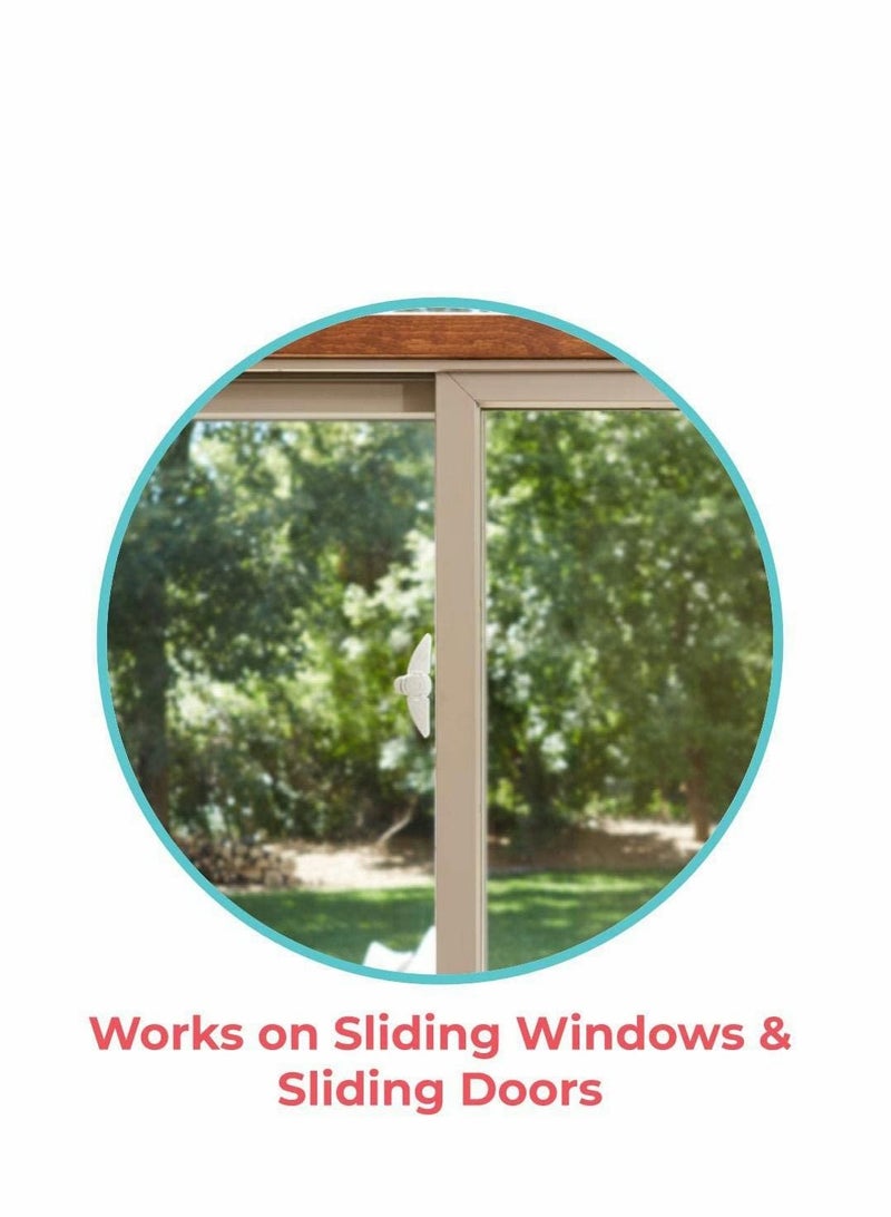 Excefore Sliding Door Window Lock Safely Secure Sliding Window and Doors No Tools Required Works on Glass or Wood Baby Safety Locks Easy Installation for Cabinets and Drawers More (2Pack, White) - Image 2