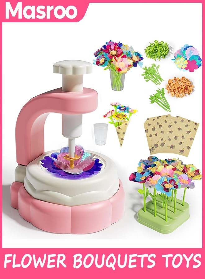 Masroo Fabric Flower Bouquets Toys, DIY Craft Kits Toys for Kids - Flowers Market Toy, Build Your Flower Bouquet, Arts & Crafts for 4 5 6 7 8 Year, Educational Activity Preschool B-Day Gift - Image 1