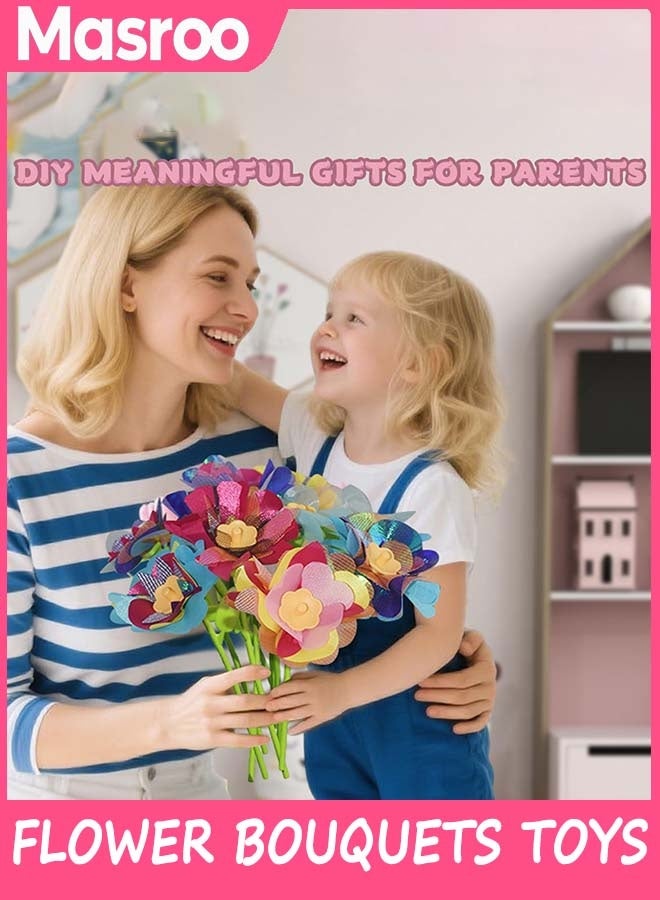 Masroo Fabric Flower Bouquets Toys, DIY Craft Kits Toys for Kids - Flowers Market Toy, Build Your Flower Bouquet, Arts & Crafts for 4 5 6 7 8 Year, Educational Activity Preschool B-Day Gift - Image 5