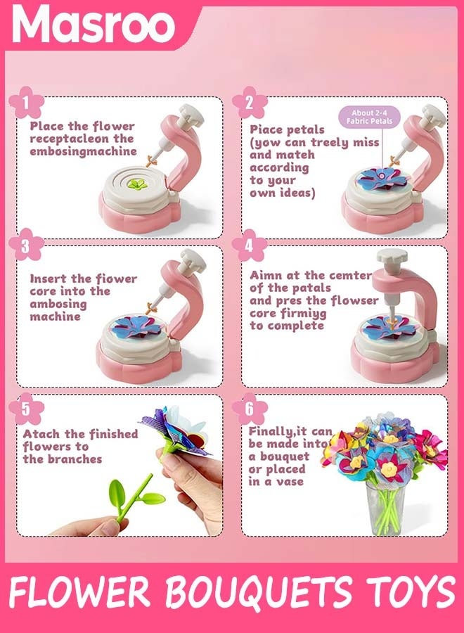 Masroo Fabric Flower Bouquets Toys, DIY Craft Kits Toys for Kids - Flowers Market Toy, Build Your Flower Bouquet, Arts & Crafts for 4 5 6 7 8 Year, Educational Activity Preschool B-Day Gift - Image 3