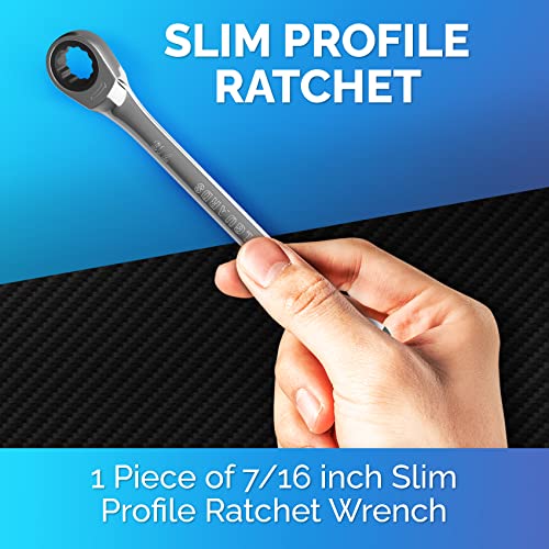 TOOLGUARDS 7/16" Wrench - Ratcheting Wrench - Slim Profile - Ratchet Wrench - 100% Lifetime Satisfaction Guarantee - Image 2