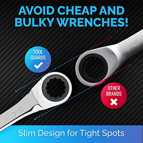 TOOLGUARDS 7/16" Wrench - Ratcheting Wrench - Slim Profile - Ratchet Wrench - 100% Lifetime Satisfaction Guarantee - Image 3