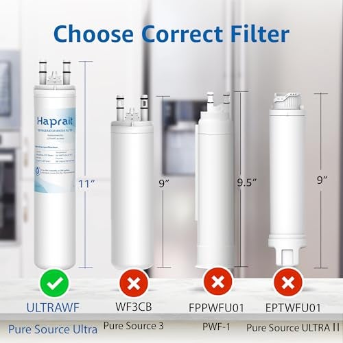 Haprait HP005 Replacement for Frigidaire ULTRAWF, Pure Source Ultra, Kenmore 9999, 469999, 46-9999, A0094E28261 Water and Ice, Height 11 inches, 3 Count - Image 2
