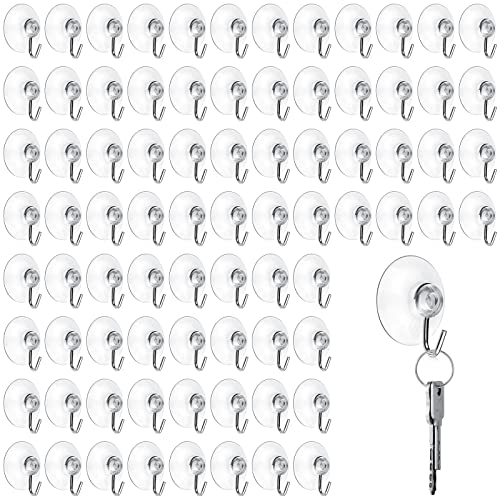 Mudder 80 Pcs Suction Cup Hooks Wall Clear Suction Cups with Metal Hooks Window Hangers for Glass Wall Towel Hangers Supplies Bathroom Glass Kitchen Decorations3 lbs 30 mm - Image 1