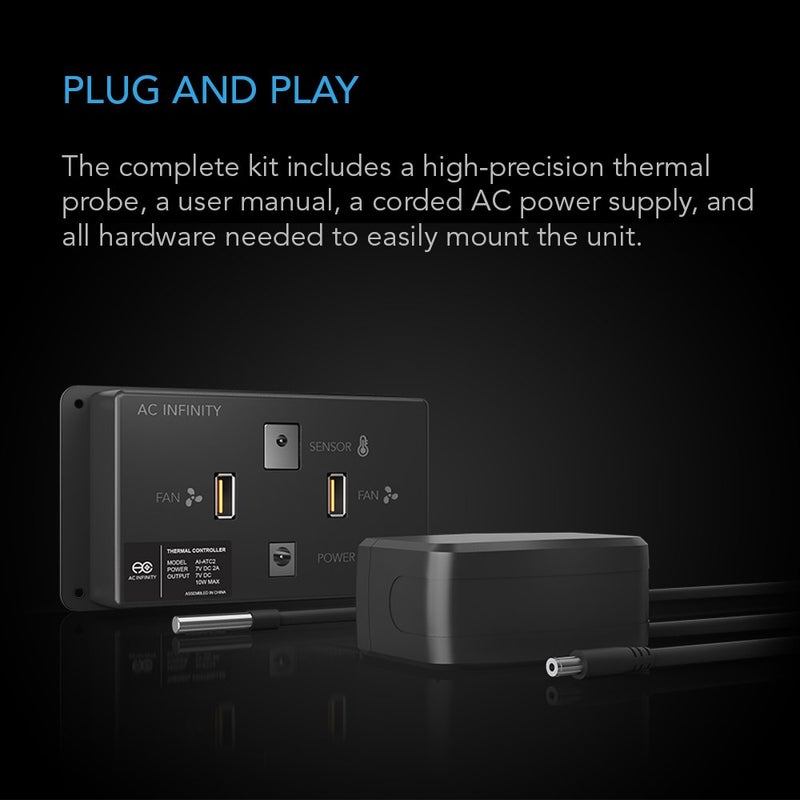AC Infinity Controller 2, Fan Thermostat and Speed Controller, Controls AIRPLATE, MULTIFAN, USB Fans and Devices, for AV Cabinet Cooling - Image 4