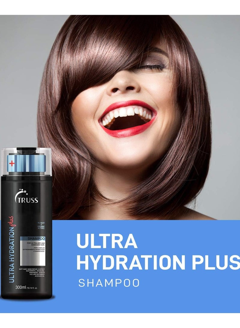 تروس شامبو TRUSS Ultra Hydration Plus للشعر الجاف |تركيبة ترطيب عميق وترطيب وإصلاح |يعيد القوة واللمعان والمرونة |شامبو للعناية بالشعر متوازن الحموضة للنساء والرجال|300 مل/10.14 أونصة سائلة - Image 4