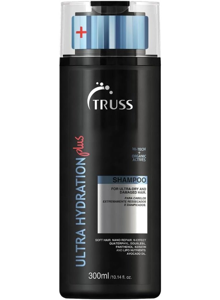تروس شامبو TRUSS Ultra Hydration Plus للشعر الجاف |تركيبة ترطيب عميق وترطيب وإصلاح |يعيد القوة واللمعان والمرونة |شامبو للعناية بالشعر متوازن الحموضة للنساء والرجال|300 مل/10.14 أونصة سائلة - Image 1