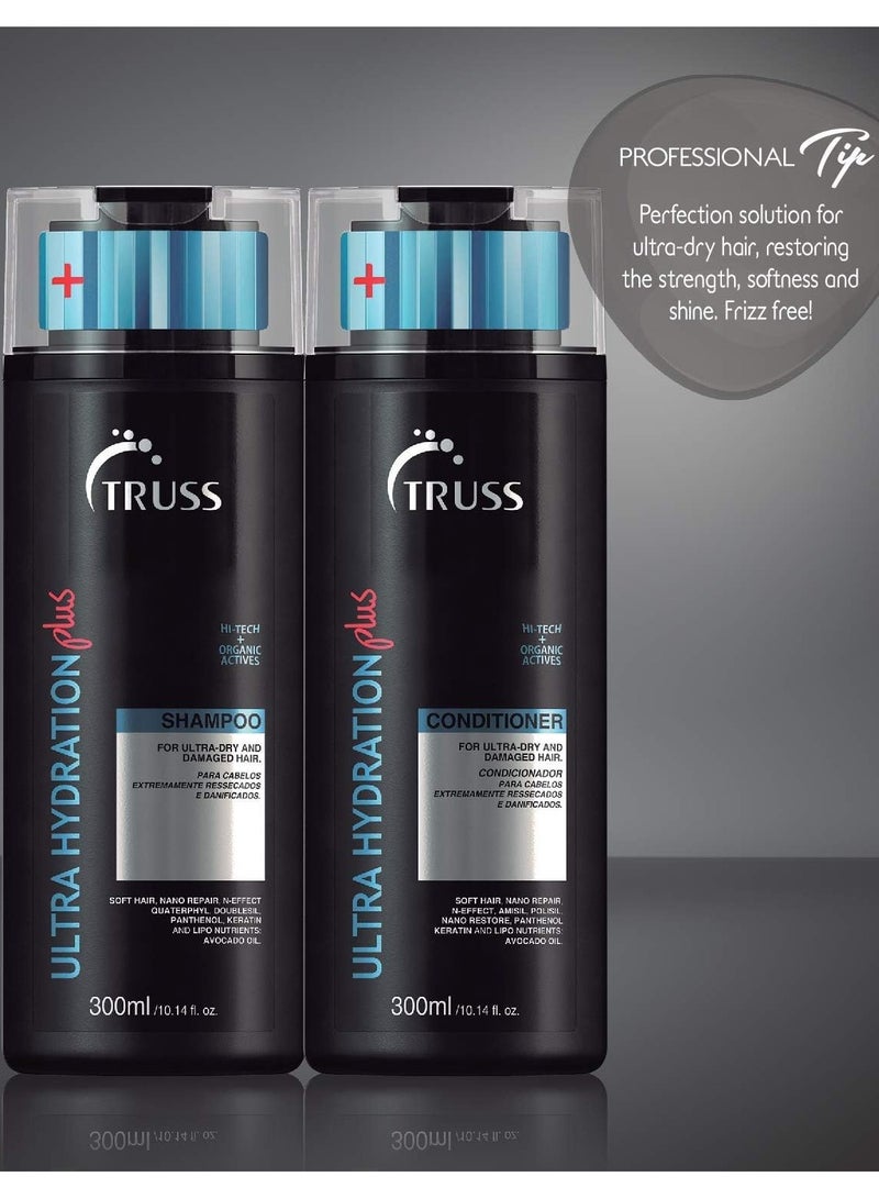 تروس شامبو TRUSS Ultra Hydration Plus للشعر الجاف |تركيبة ترطيب عميق وترطيب وإصلاح |يعيد القوة واللمعان والمرونة |شامبو للعناية بالشعر متوازن الحموضة للنساء والرجال|300 مل/10.14 أونصة سائلة - Image 5