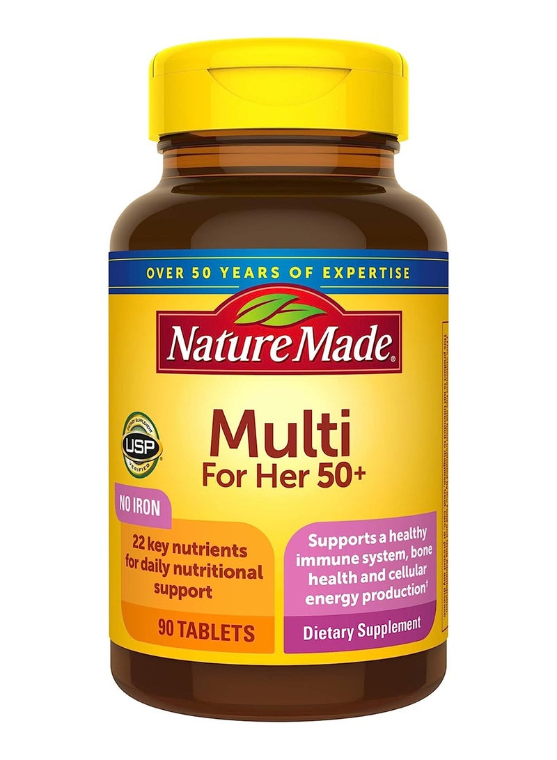 Nature Made Women'S Multivitamin 50+ Tablets 90 Count For Daily Nutritional Support without Iron - Image 1