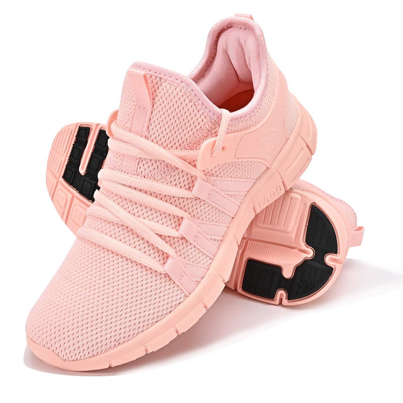 INZCOU Running Shoes Lightweight Tennis Shoes Non Slip Gym Workout Shoes Breathable Mesh Walking Sneakers Pink 8.5women / 7.5men - Image 1