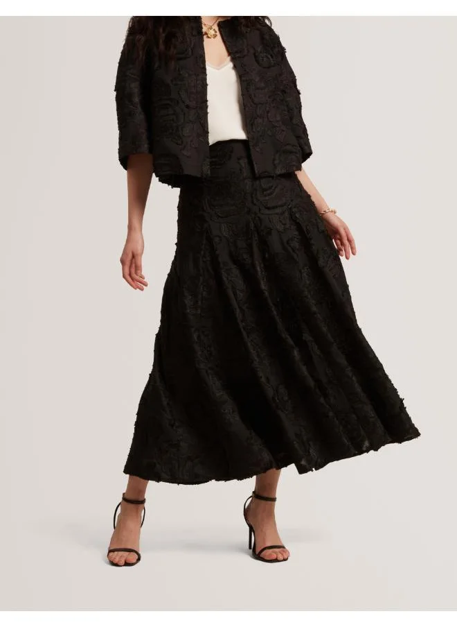 Ted Baker Eccrina Textured Rose Detail Midi Skirt