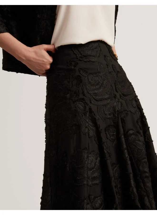 Ted Baker Eccrina Textured Rose Detail Midi Skirt