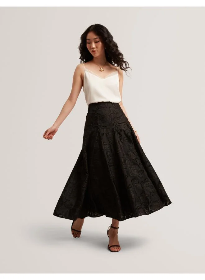 Ted Baker Eccrina Textured Rose Detail Midi Skirt