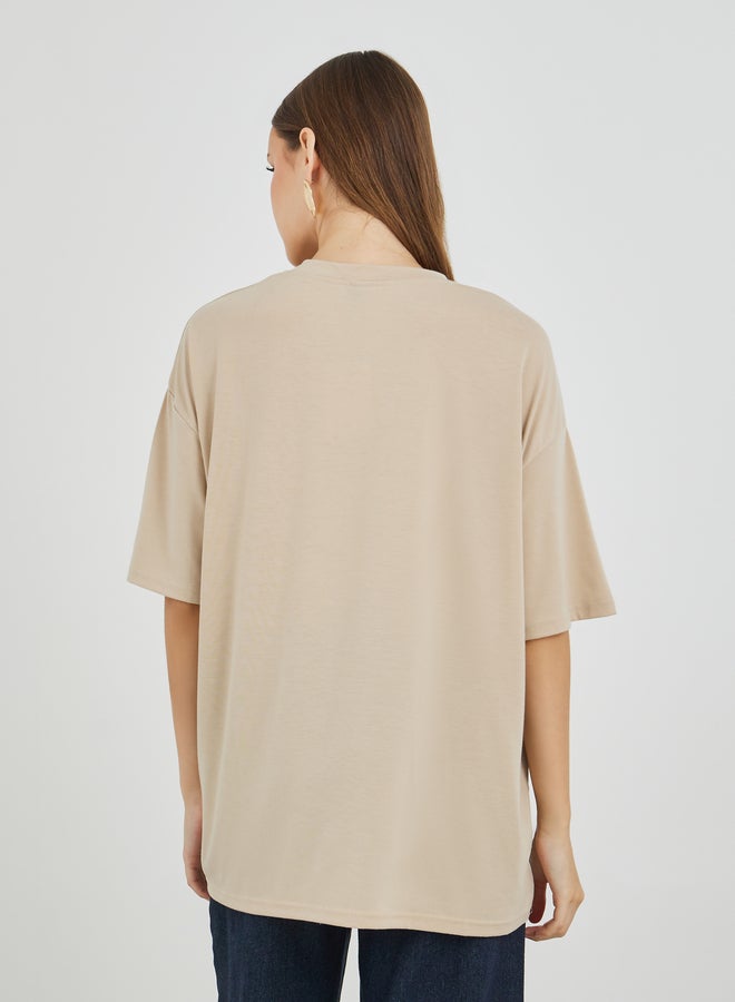 Take Two Solid V-Neck Oversized T-Shirt - Image 4