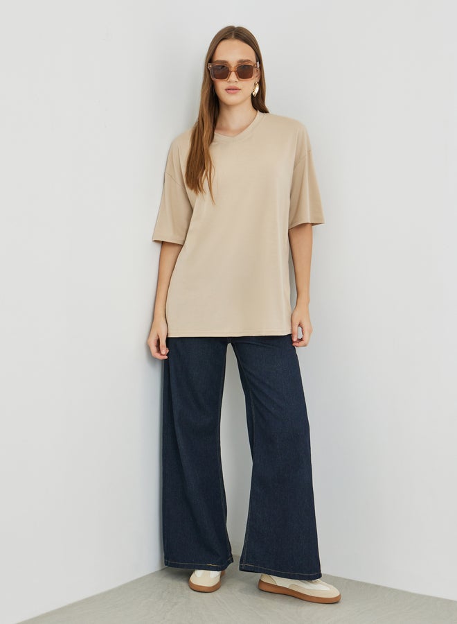 Take Two Solid V-Neck Oversized T-Shirt - Image 2