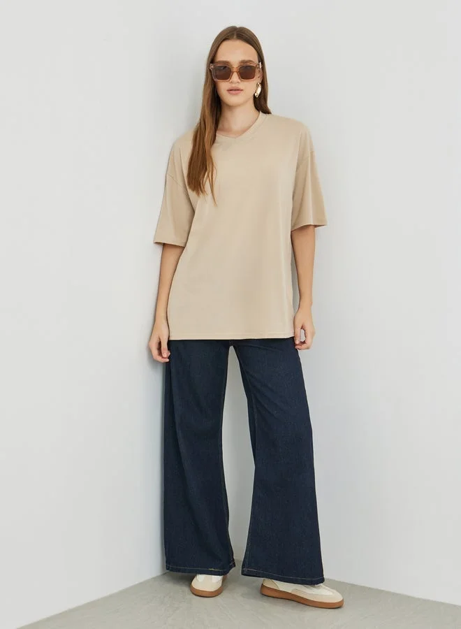 Take Two Solid V-Neck Oversized T-Shirt