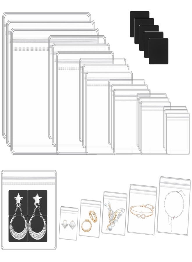 Fangoo 240 Pcs Anti Tarnish Strips with Clear Jewelry Organizer Bag Sets,120 Pcs Self Seal Jewelry Packaging Bags in 6 different sizes and 120 Anti Tarnish Strips for Storage Jewelry Rings Earring - Image 1