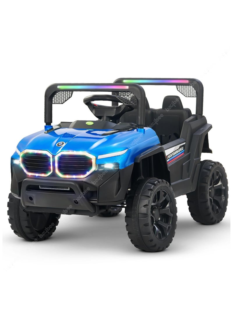 BAYBEE - Baybee Fury Battery Operated Jeep for Kids Rechargeable Battery Car for Kids with Music Led Light Ride On Kids Car Jeep Racing Baby Big Car Electric Car for Kids Childrens Boy Girl Blue - Image 1