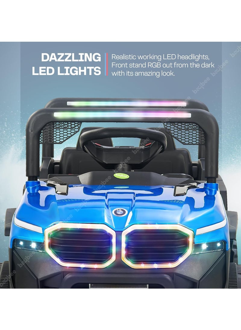 BAYBEE - Baybee Fury Battery Operated Jeep for Kids Rechargeable Battery Car for Kids with Music Led Light Ride On Kids Car Jeep Racing Baby Big Car Electric Car for Kids Childrens Boy Girl Blue - Image 1