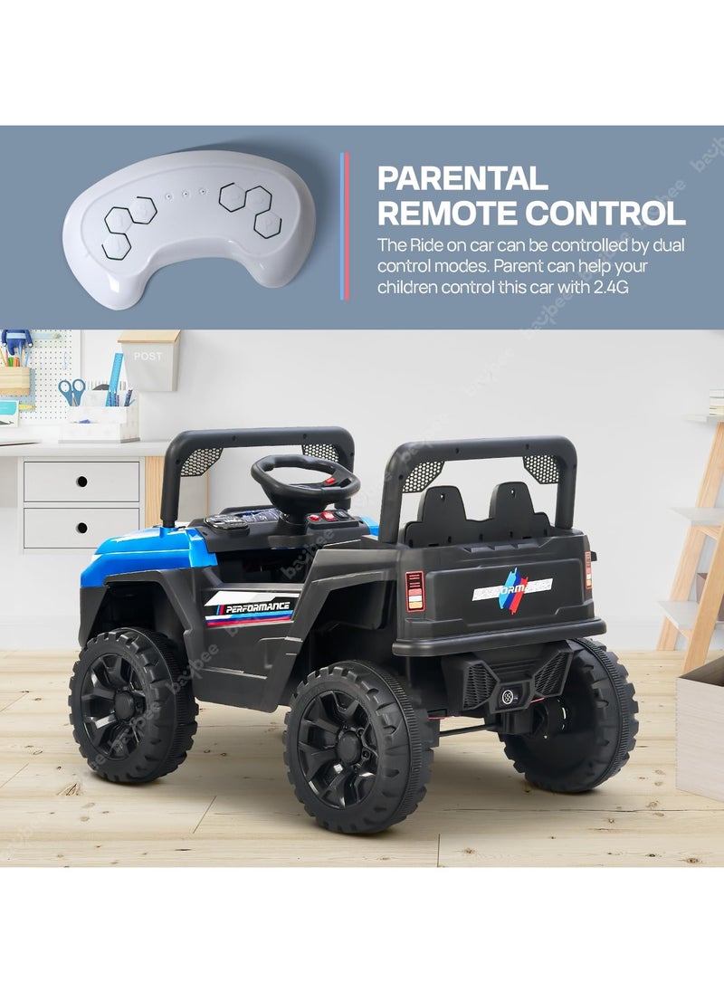 BAYBEE - Baybee Fury Battery Operated Jeep for Kids Rechargeable Battery Car for Kids with Music Led Light Ride On Kids Car Jeep Racing Baby Big Car Electric Car for Kids Childrens Boy Girl Blue - Image 1